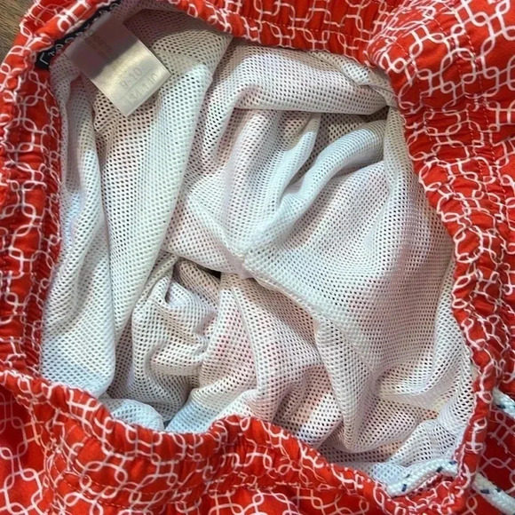 TOOBYDOO NY Youth Boys 9-10 Large Red White Geo Print Swim Trunks Bathing Suit - Picture 8 of 8